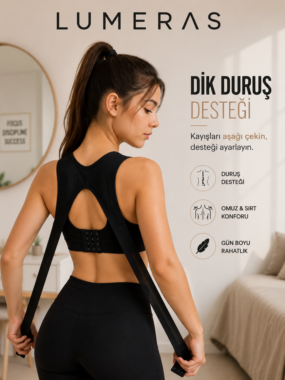 𝐋𝐔𝐌𝐄𝐑𝐀𝐒 Duruş Düzeltici Dikişsiz Sütyen Doğal Toparlama • Sırt Desteği • Gün Boyu Konfor